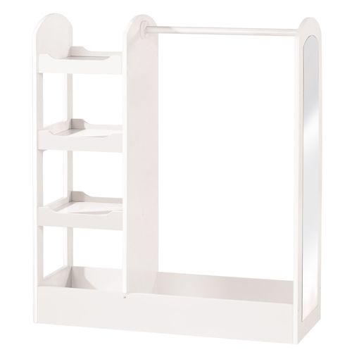 Porte Manteau Bébé avec Penderie - Étagères et Miroir - Bois Blanc laqué - ROBA