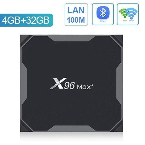 Ue Plug - 4 Go 32G X96 TV Box - Boîtier Smart TV X96 Max Plus, Amlogic S905X3, 8K, décodeur Android 2.4, lecteur multimédia avec WIFI 9.0/5 ghz et BT V4.1
