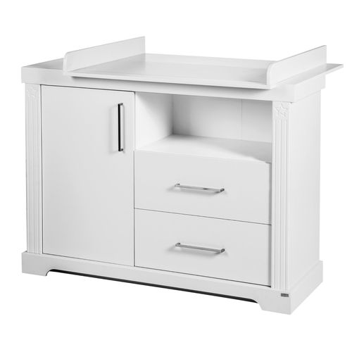 Commode À Langer Roba Maxi - 2 Tiroirs, 1 Porte, 1 Compartiment Ouvert - Bois Blanc