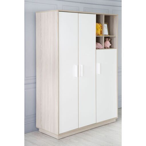 Armoire 'Olaf' 3 Portes - Avec Compartiment Ouvert - Blanc /... - 3