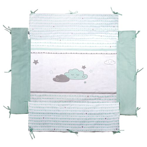 Roba Tapis De Parc Bébé Universel Happy Cloud - Tour De Parc 75x100 À 100x100 Cm - Motif De Nuages - Vert / Blanc