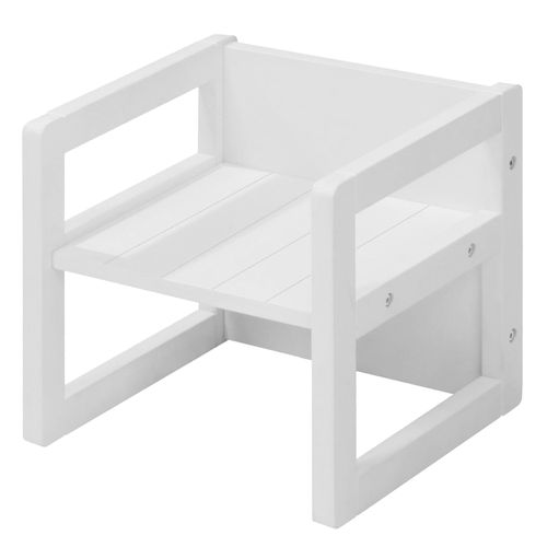 Roba Tabouret D'enfant - Style Maison De Campagne - Chaise Réversible À 3 Hauteurs D'assise - Bois Blanc