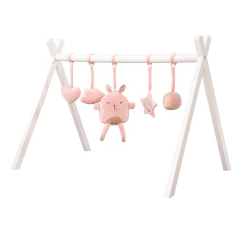 Roba Portique D'eveil Pour Bébé - Incl. Set De Pendentifs "Roba Style" Rose ? Arche De Jeu En Bois Massif Laqué