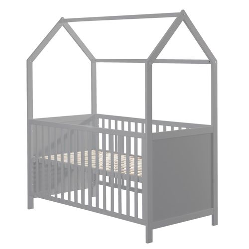 Roba Lit Cabane Bébé Évolutif 70x140 Cm - Convertible En Lit Junior Et En Banc - Hauteur Réglable - Bois Laqué Gris / Taupe