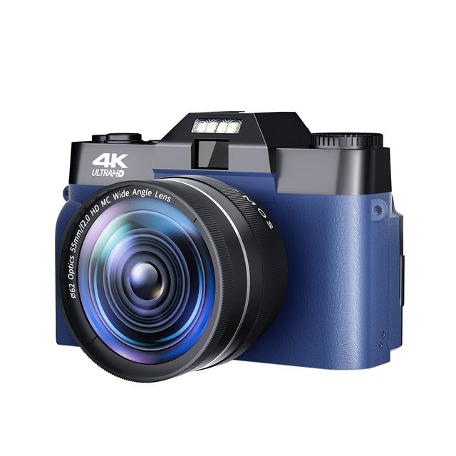 Bleu Caméra numérique Portable 4K 48mp Vlogging, caméscope pour YouTube WIFI, 16x zoom, mouvement lent