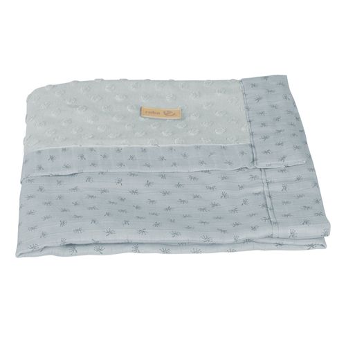 Roba Couverture Bébé Bio "Lil Planet" 80x80 Cm Certifié Gots - Motif Pois - Bleu Clair