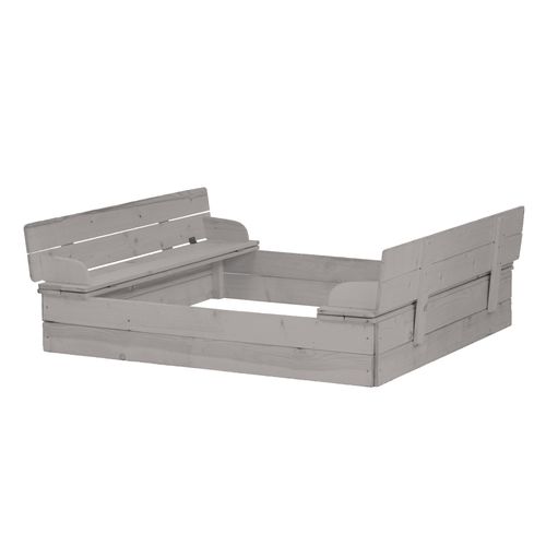 Bac À Sable Avec Bancs Et Couvercle En Bois Massif Roba - Gris
