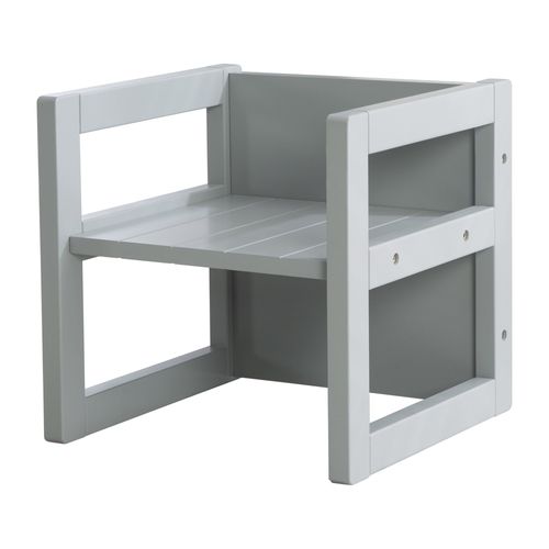 Roba Tabouret D'enfant - Style Maison De Campagne - Chaise Réversible À 3 Hauteurs D'assise - Bois Gris