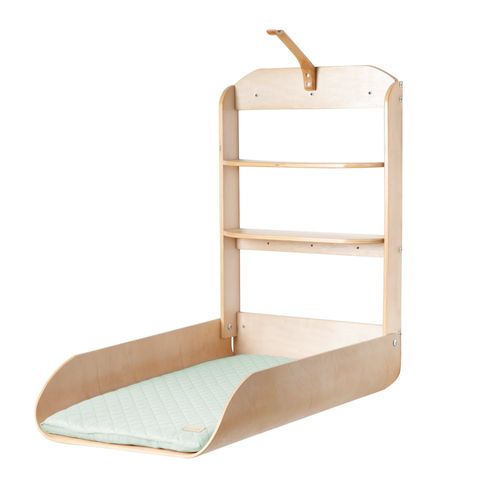 Table À Langer Murale Et Rabattable - Roba - Bois Naturel - Étagères Intégrées - Design Minimaliste
