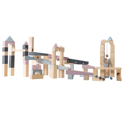 Circuit À Billes En Bois Roba - Toboggan À Billes - 100 Pièces - Jeu De Construction - Multicolore Pastel