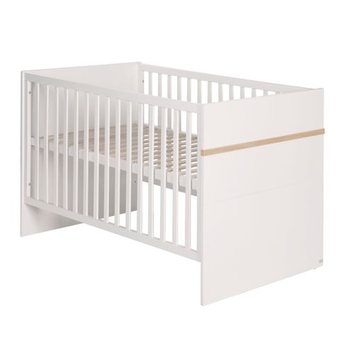 Roba Lit Bébé Évolutif 70x140 - Pia - Convertible En Lit Junior - Hauteur Réglable - Blanc / Décor En Chêne