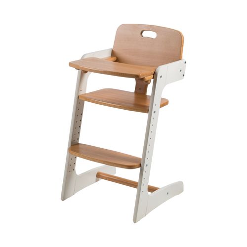 Chaise Haute Évolutive En Bois Massif - Roba - Kid Up - Blanc/Naturel - Mixte - 6 Mois À 3 Ans