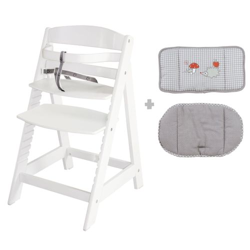 Roba Chaise Haute Évolutive Blanche "Sit Up Iii" + Réducteur De Siège Gris "Adam Et Eule"