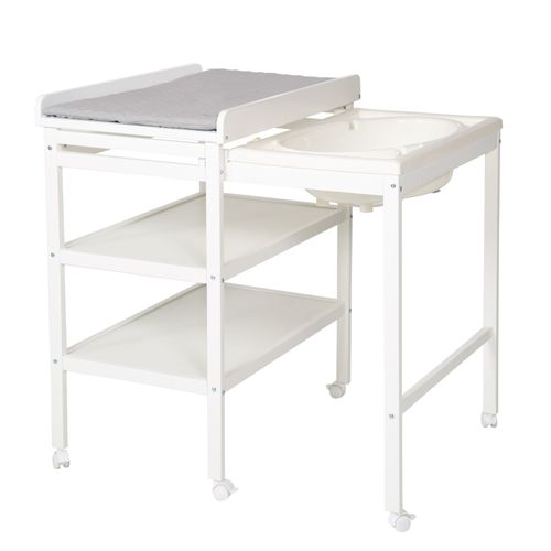 Roba Table À Langer Avec Baignoire Coulissante Blanche Baby Pool Et Matelas À Langer Imperméable Gris