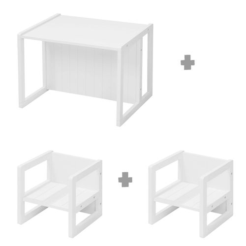 Ensemble Table Et 2 Chaises Enfant Réversibles En Bois Blanc