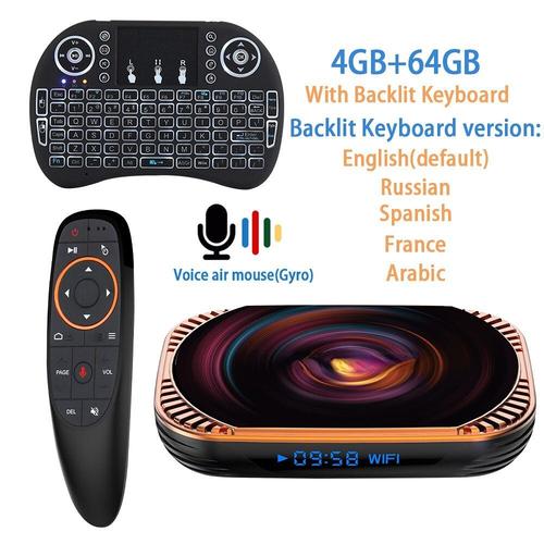 Ue Plug - 64gg10keyborad - Boîtier TV Amlogic S905X4, Android 11, 32 go/64 go, 4K/8K, 3D, 2022 M, récepteur multimédia rapide, avec Wifi double bande, bt 1000, dernier modèle