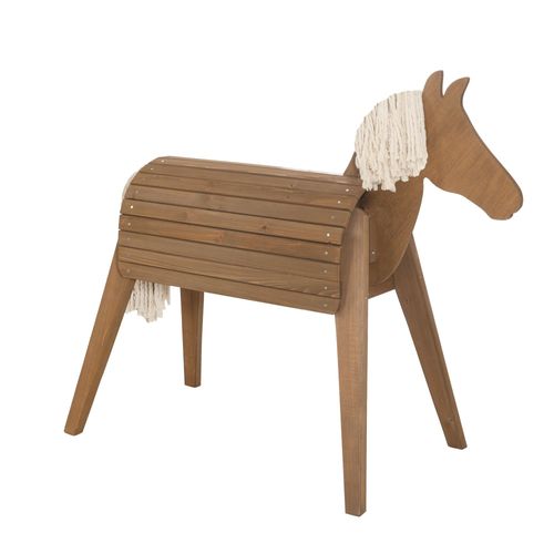 Roba Cheval D'extérieur En Bois Massif Pour Enfant - Sans Bascule - Grand Cheval De Jardin Pour Enfant - Teck