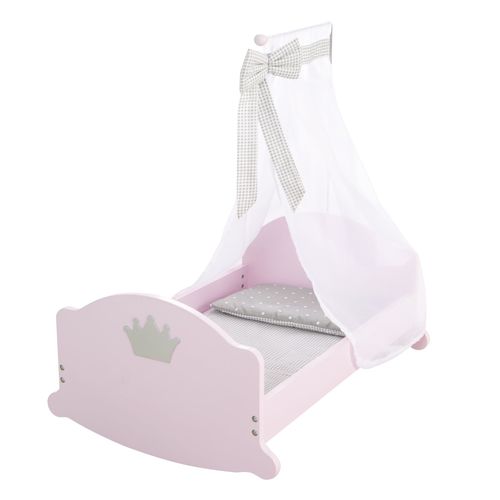Berceau De Poupée En Bois Sophie - Roba - Lit À Bascule Pour Poupon - Rose / Gris