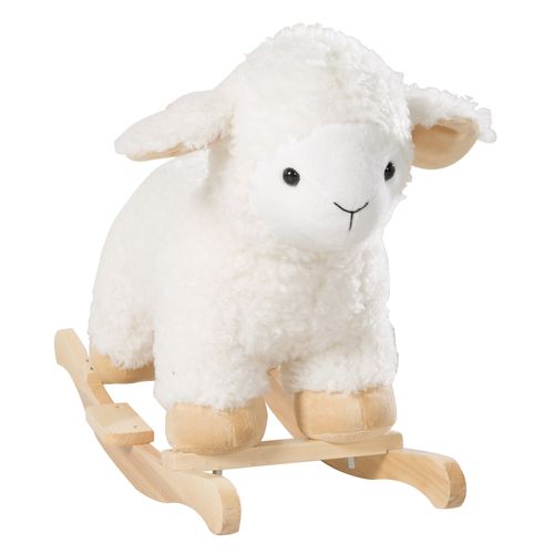 Roba Agneau À Bascule En Bois Et Peluche Douce Avec Poignées - Aide À Maîtriser L'équilibre - Dès 18 Mois - Blanc