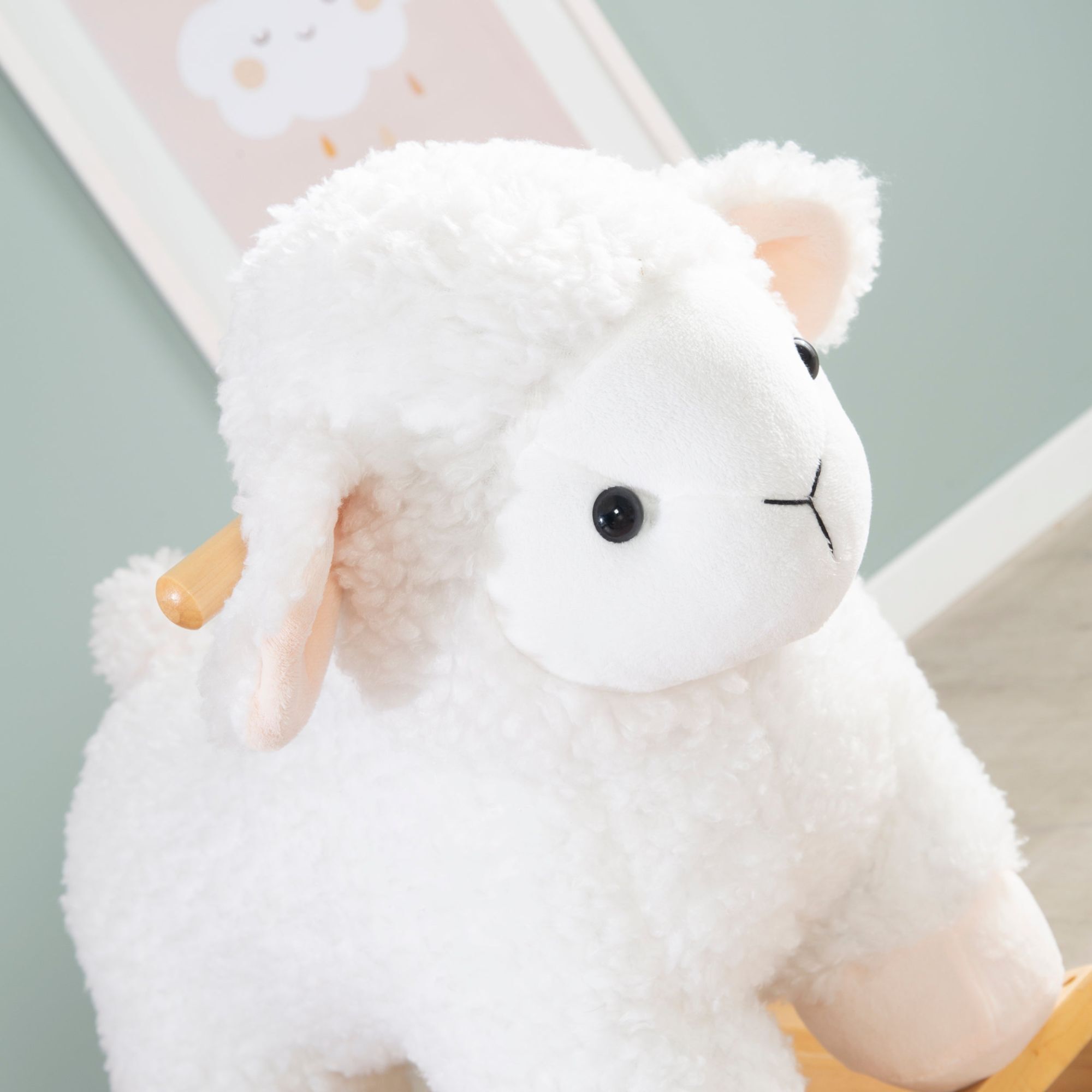 Roba Agneau � Bascule En Bois Et Peluche Douce Avec Poign�es... - 7