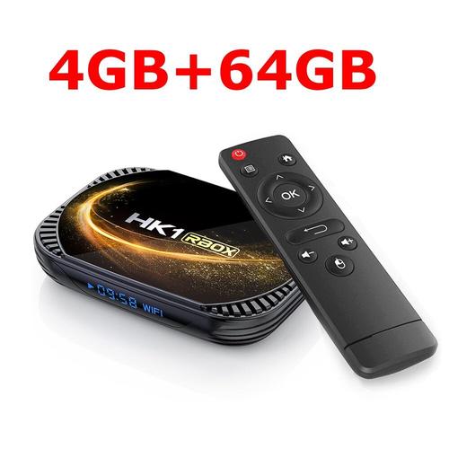 Ue Plug - 4 Go 64 Go - Boîtier TV Android 11 Amlogic S905X4 Quad Core 4G 128G HK1 RBOX X4S Smart TV BOX USB 3.0 5G double WIFI 8K Codec vidéo décodeur TV
