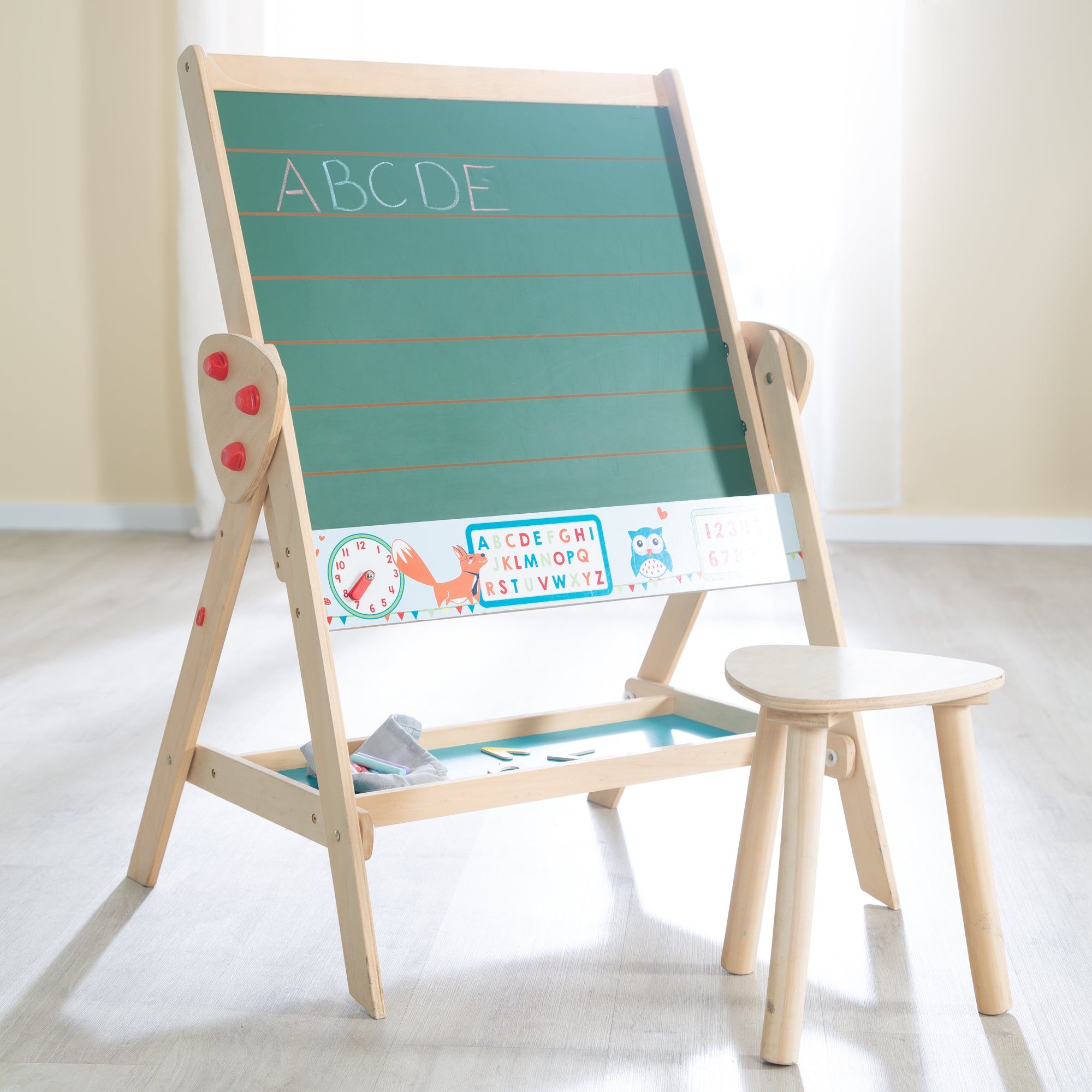 Tableau Et Tabouret En Bois Pour Enfant - Roba - Double Face... - 2