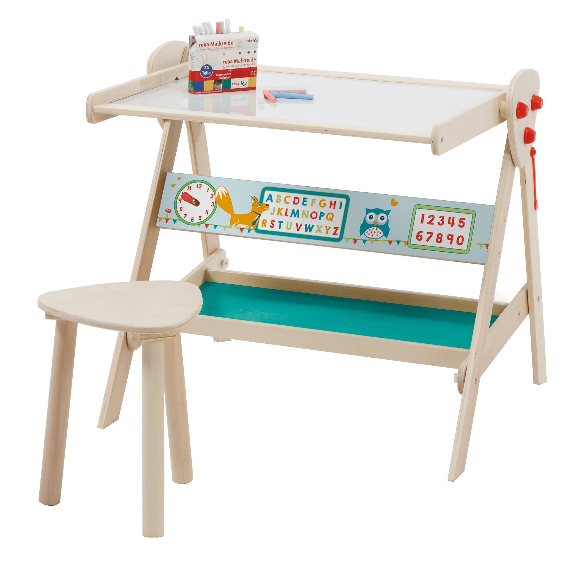 Tableau Et Tabouret En Bois Pour Enfant - Roba - Double Face... - 4