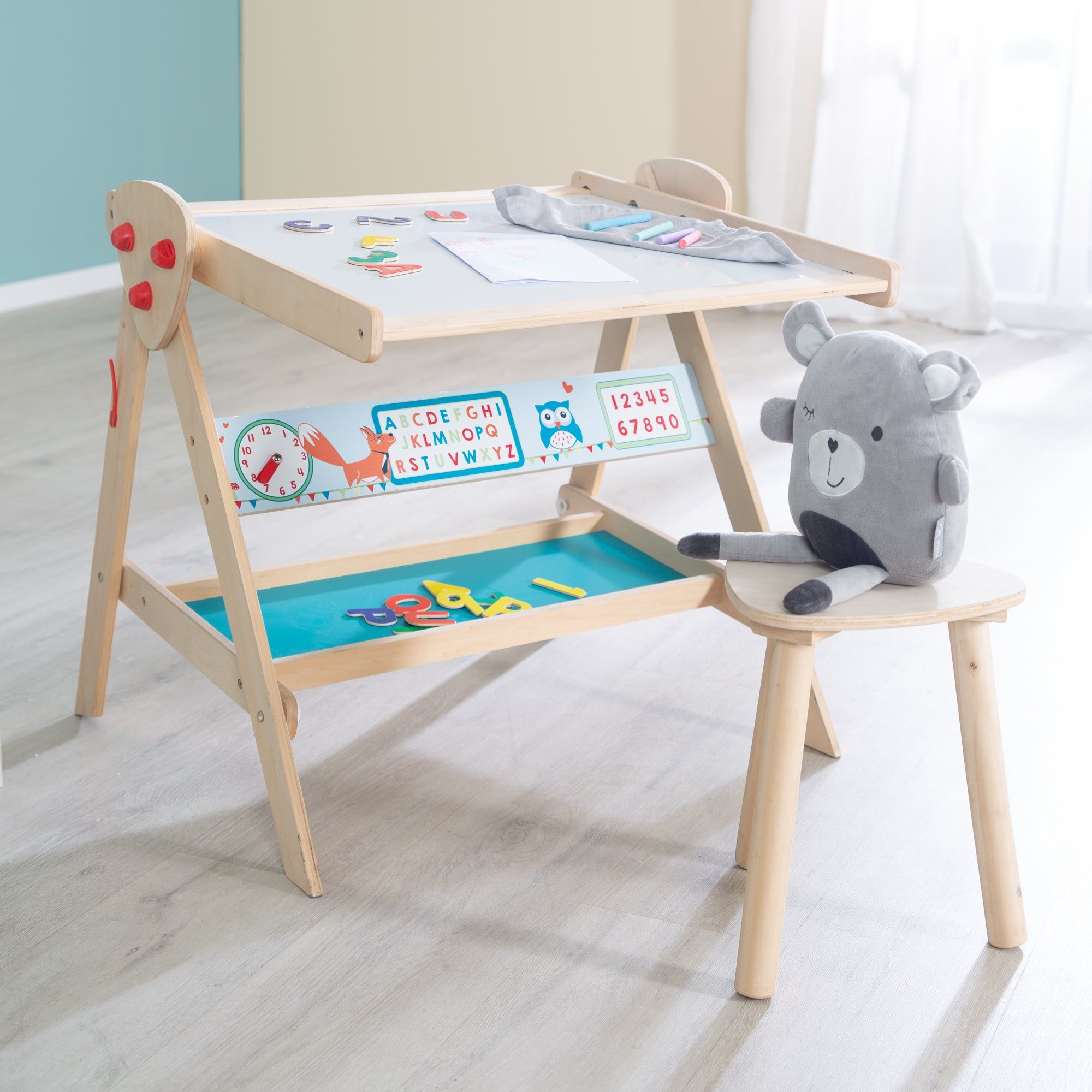 Tableau Et Tabouret En Bois Pour Enfant - Roba - Double Face... - 5