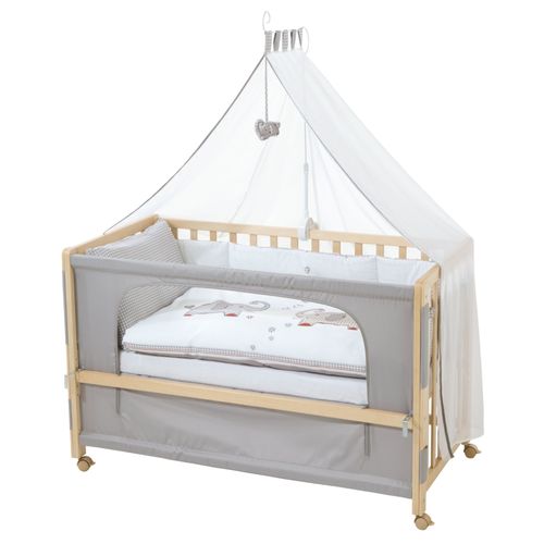 Lit Cododo Complet Jumbotwins - Roba - 60x120 Cm - 4 Roues À Freins - Naturel