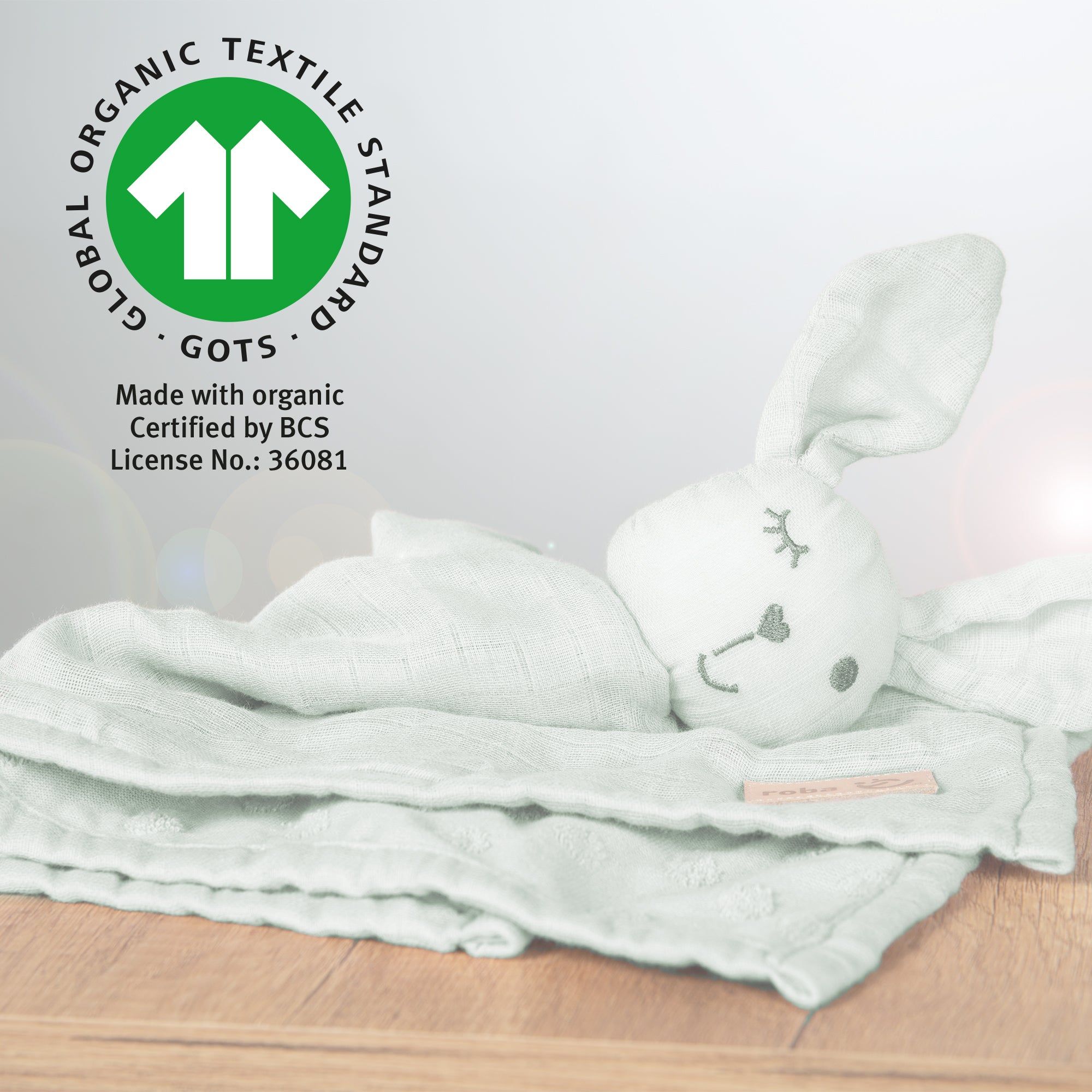 Doudou Lapin Bio Lil Planet - Roba - 40 X 40 Cm - Vert - 8
