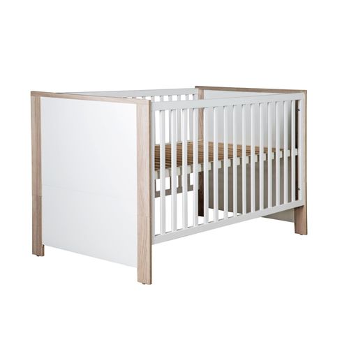 Roba Lit Bébé Évolutif Olaf Réglable En Hauteur - 70x140 Cm - Blanc / Effet Bois