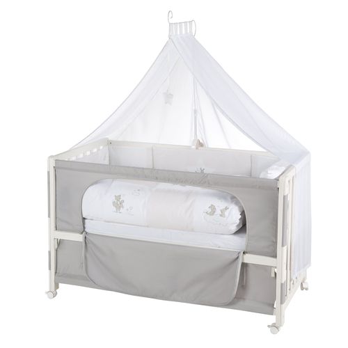 Roba Lit Cododo Complet "Fox Et Bunny" 60x120 Cm Avec 4 Roues À Freins - Blanc