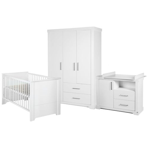 Chambre Bébé Complète Maxi - Roba - Lit Bébé 70x140 Cm + Commode À Langer + Armoire - Blanc