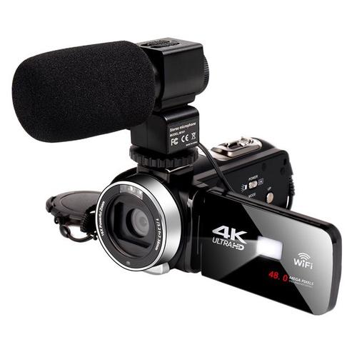 blanche Avec 16G caméra vidéo 4K, 48mp, Zoom numérique 18X, pour Vlogging Youtube, 10 réflecteurs, 3.0 degrés