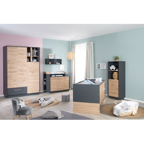 Chambre Bébé Complète Lenn - Lit Évolutif 70x140 Cm + Commode À Langer + Armoire 3 Portes - Roba