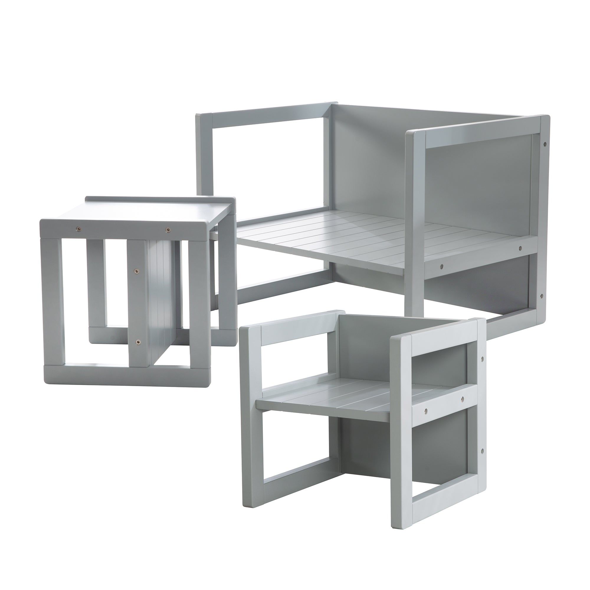 Ensemble Table Et 2 Chaises Enfant Rversibles En Bois Gris