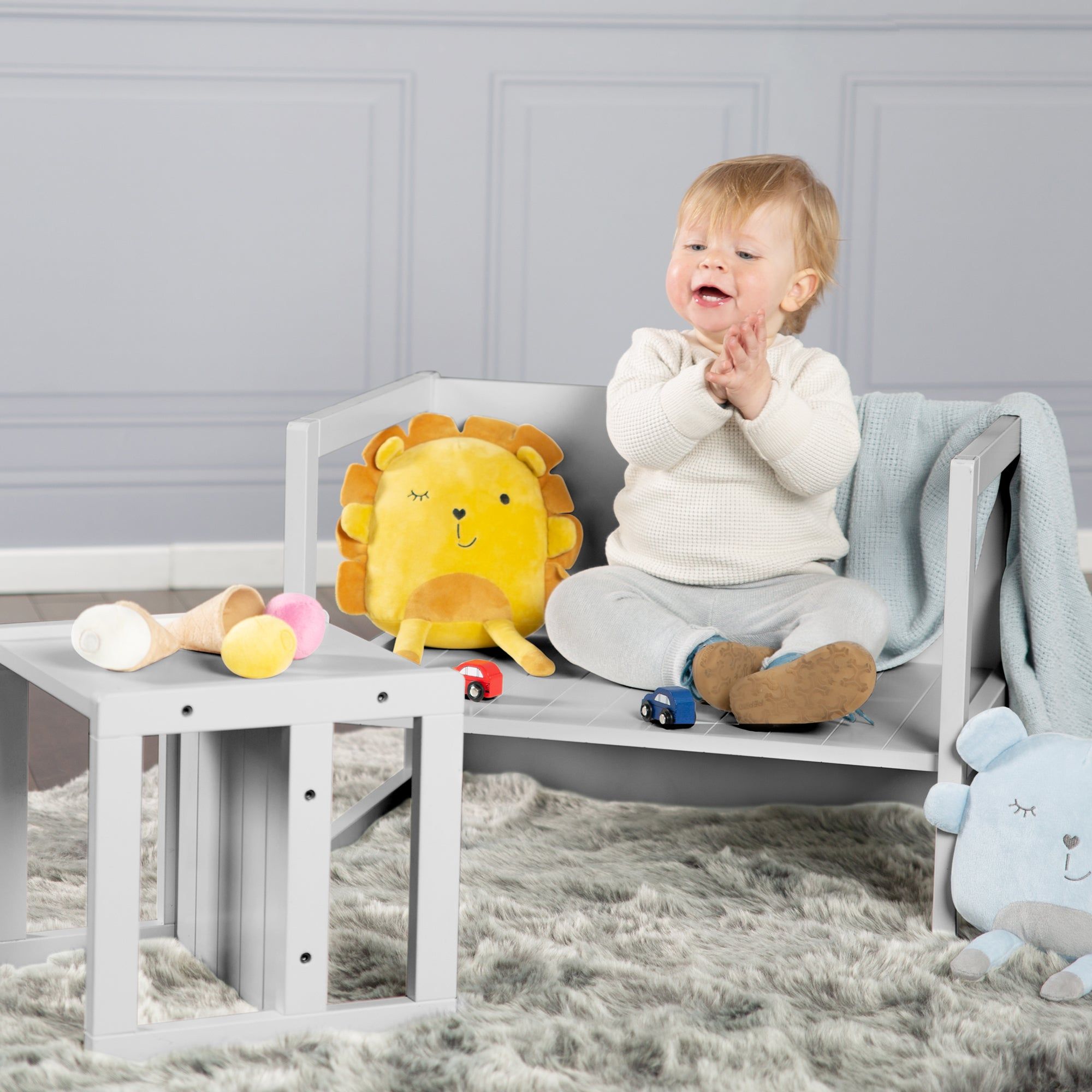 Ensemble Table Et 2 Chaises Enfant Rversibles En Bois Gris - 2