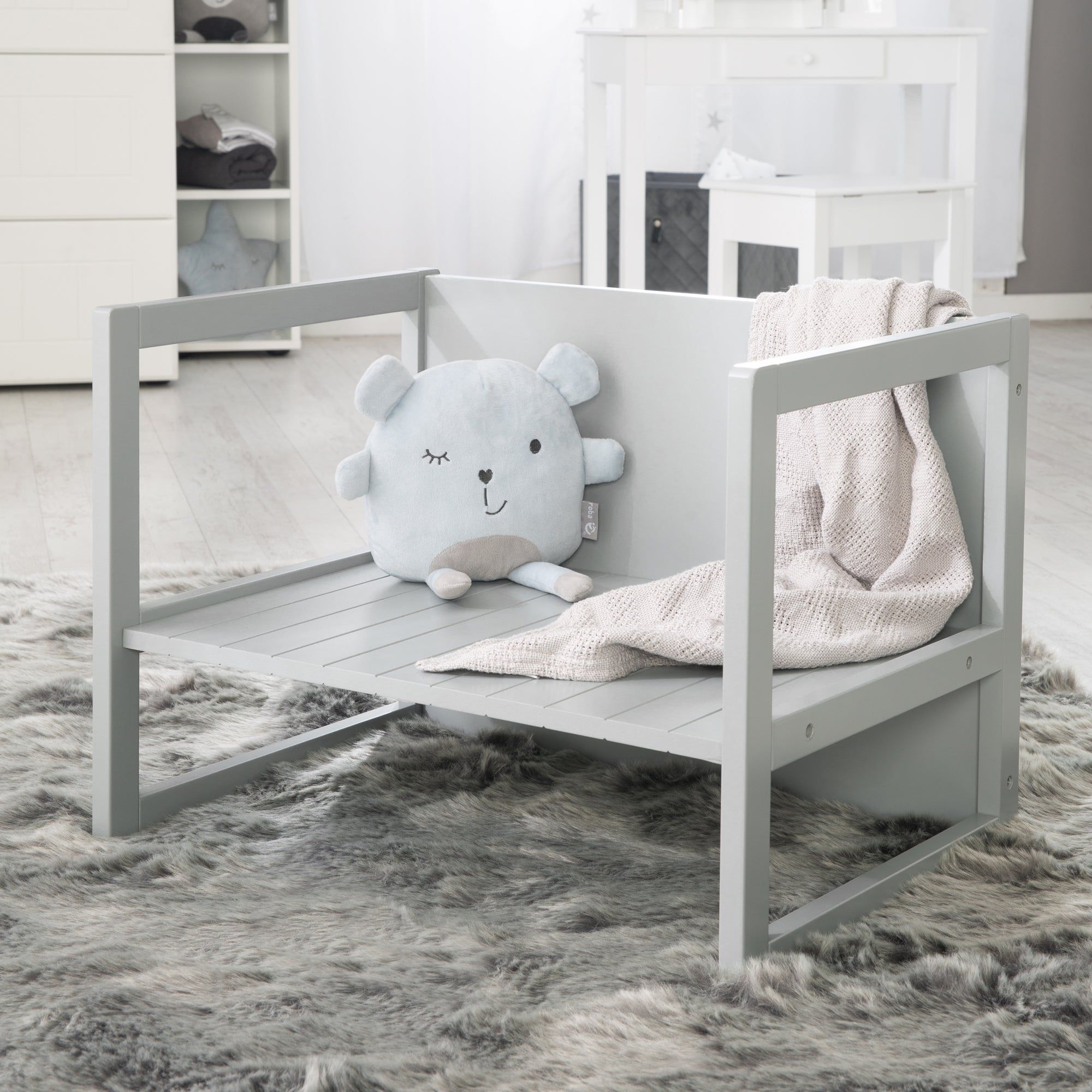 Ensemble Table Et 2 Chaises Enfant Rversibles En Bois Gris - 3