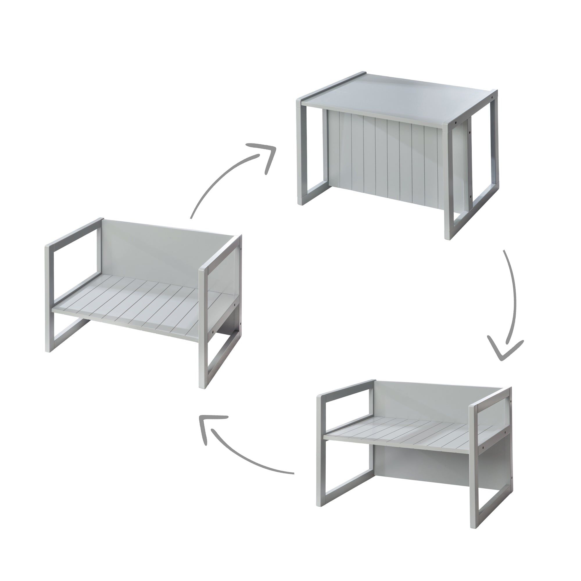 Ensemble Table Et 2 Chaises Enfant Rversibles En Bois Gris - 6