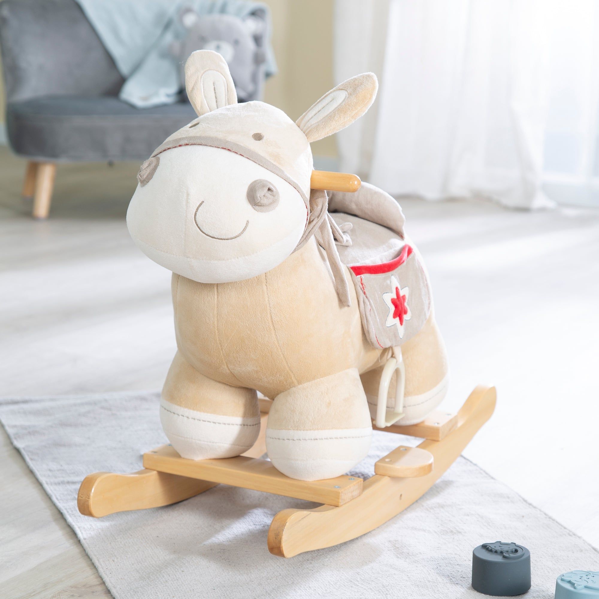 Roba - �ne � Bascule En Bois Et Peluche Avec �triers Selle E... - 2