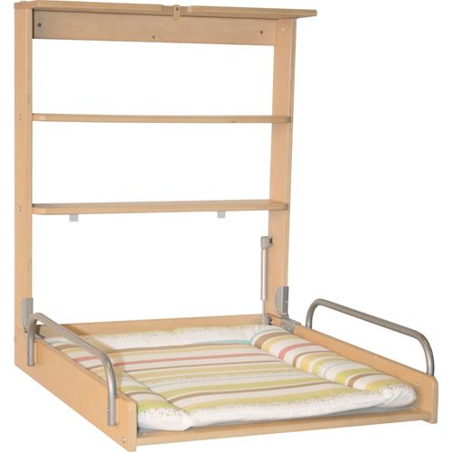 Roba Table À Langer Murale Pliante Avec Matelas À Langer Et Étagères Intégrées - Facile À Installer - Bois Naturel