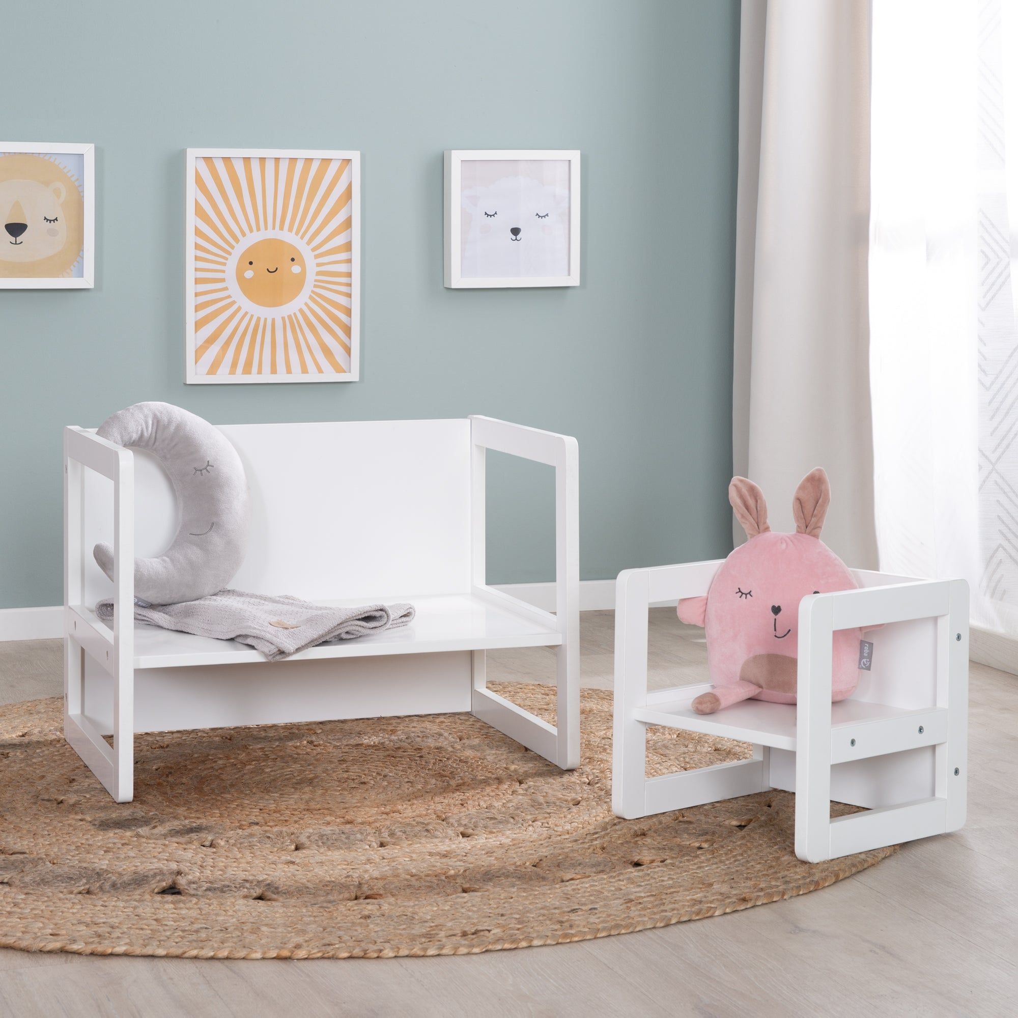 Ensemble Table Et Chaise Enfant Rversibles En Bois Blanc - 2