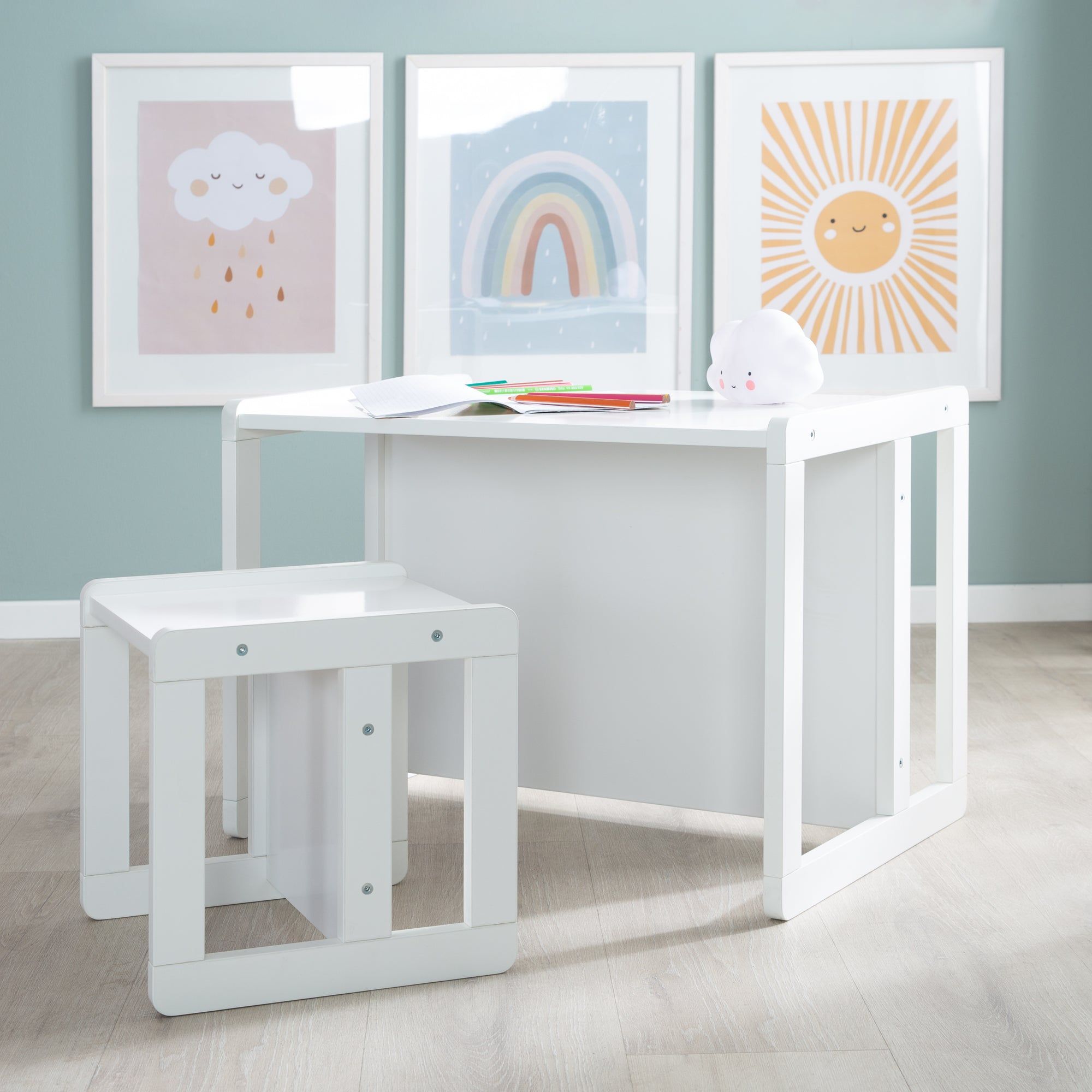 Ensemble Table Et Chaise Enfant Rversibles En Bois Blanc - 7