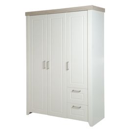 Armoire "Felicia", 3 Portes, 2 Tiroirs, Style Maison De Campagne Moderne, Blanc