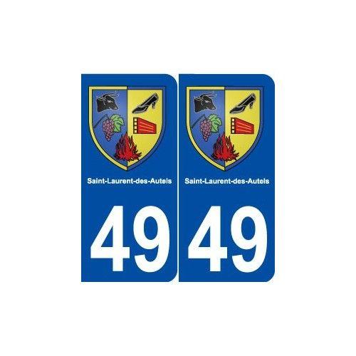 49 Saint-Laurent-Des-Autels Blason Autocollant Plaque Stickers Ville - Arrondis