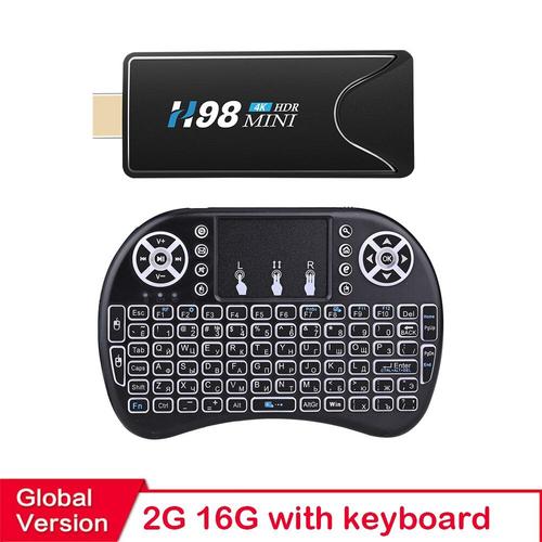 Ue Plug - Clavier 2G 16G - MINI boîtier Smart TV H98 4K, Android 10,Bluetooth, 2022/2.4 ghz, WIFI, Google Play Store, 5.8