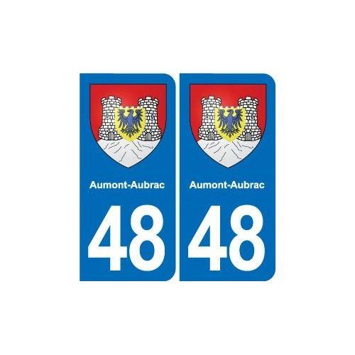 48 Aumont-Aubrac Blason Autocollant Plaque Stickers Ville - Arrondis