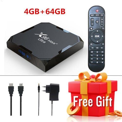 Ue Plug - 4G 64 Go TV Box X96 - X96 Max Plus Ultra Boîte De Télévision Android 11 2022 Amlogic S905x4 Av1 8k Double Wifi Bt Lecteur Multimédia 4gb Décodeurs X96 Max