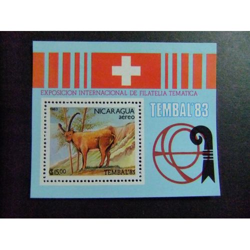 109 Nicaragua 1983 / Faune Mammifère Chèvre Sauvage (Expo. Tembal 83) / Yvert Bloc 158 Mnh