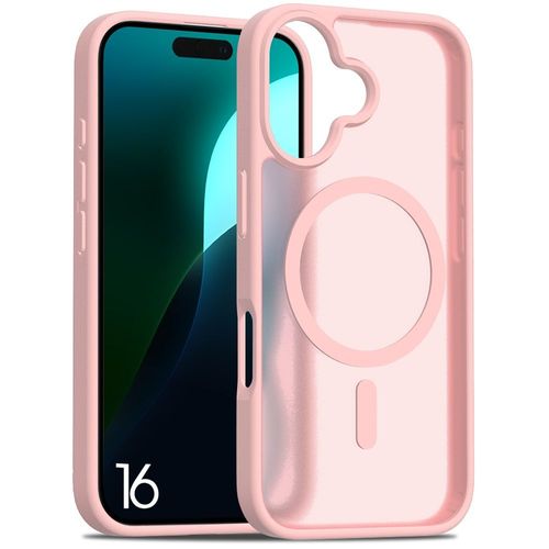 Coque Pour Iphone 16 Avec Cercle Magnétique, Coque Hybride Silicone Et Pc Anti-Trace Translucide Rose - E.F.Connection